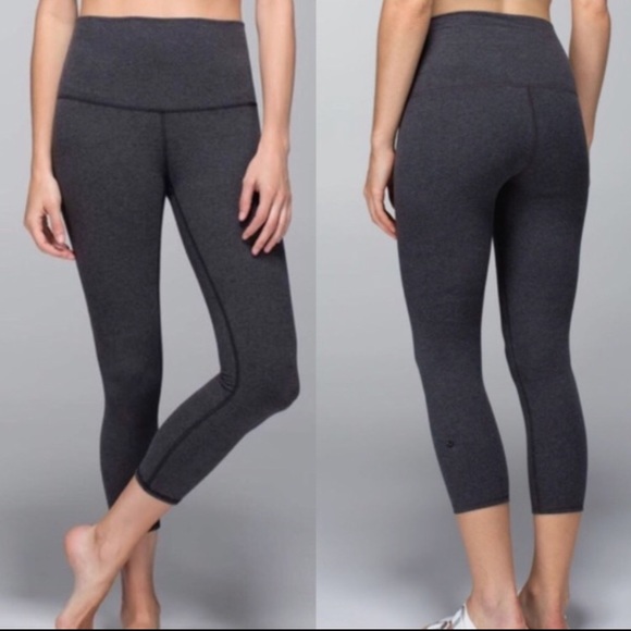 lululemon athletica Pants - Lululemon Wunder Under Crop Leggings Heather Black